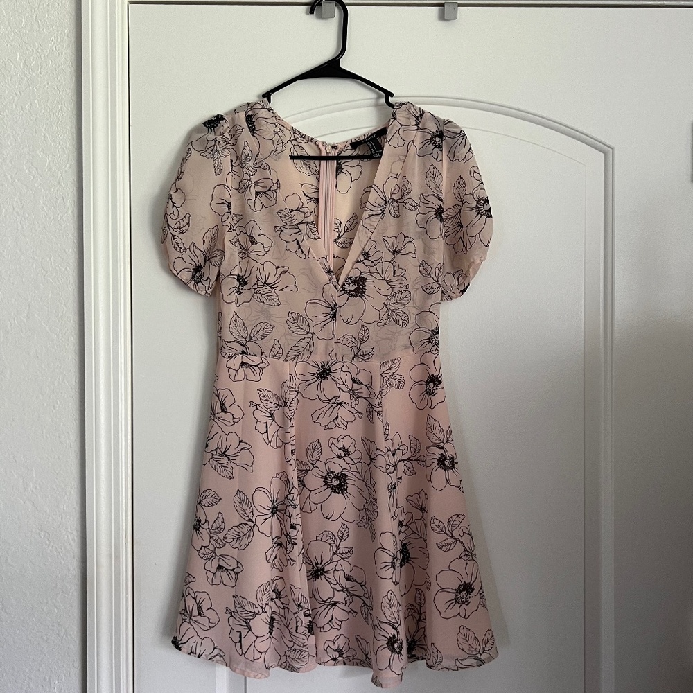 Sheer Top Flowered Dress